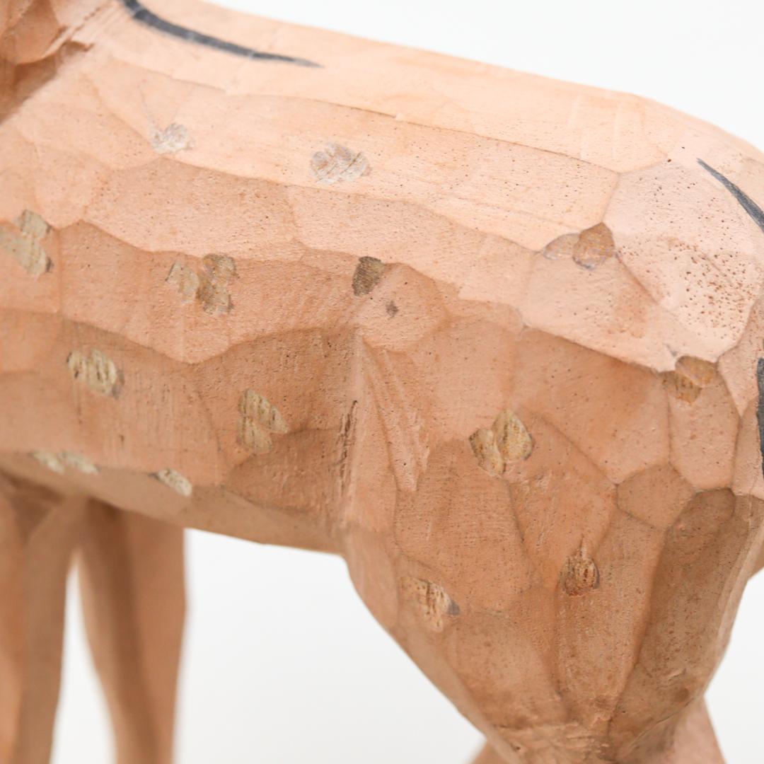 奈良人形師 染川宗進 鹿 木彫 置物 共箱