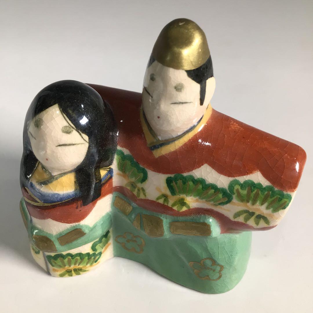 Ｎ３７２　香合　『桂窯　伊東桂楽造』『金彩色絵』『立雛香合』　共箱　茶道具