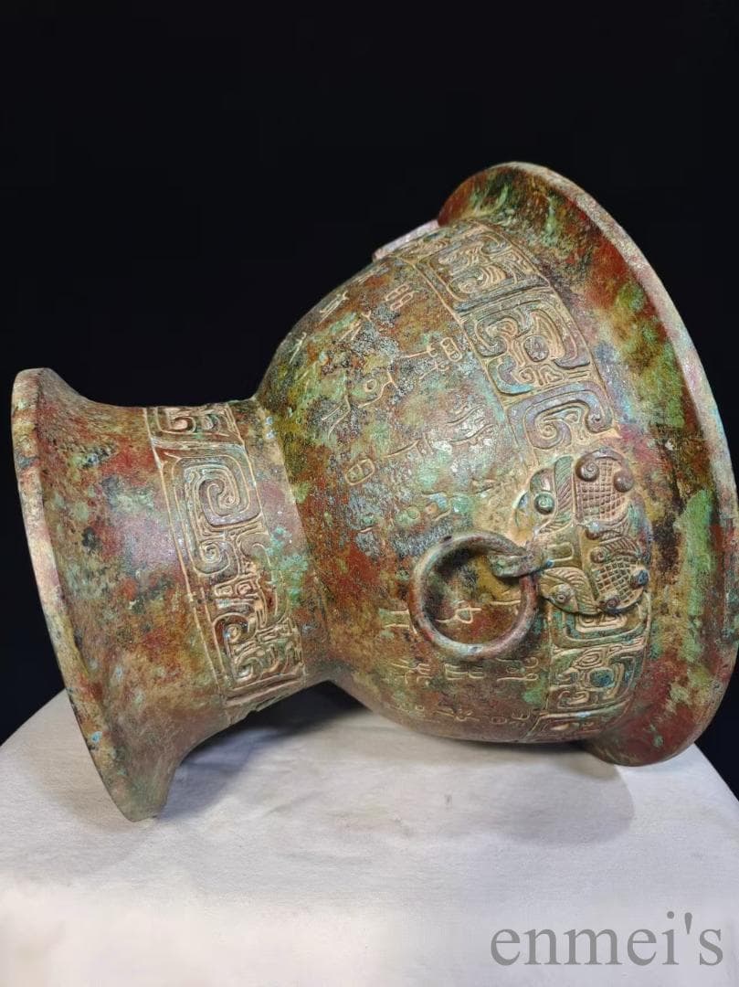 中国古美術 旧蔵商周款 青銅銘文器皿《鋪首簋》純銅製 古美味 時代物 置物