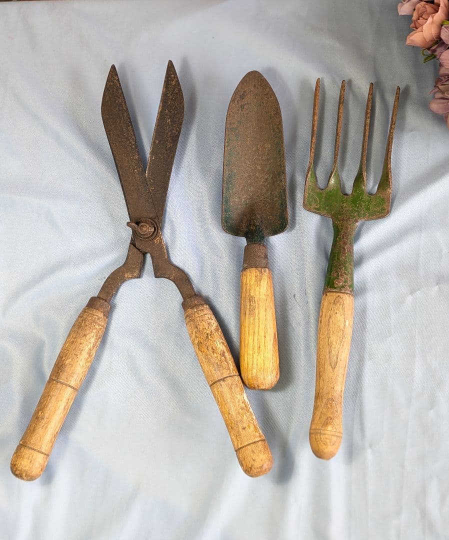 イギリス アンティーク ガーデニングツール園芸用品 3点セット