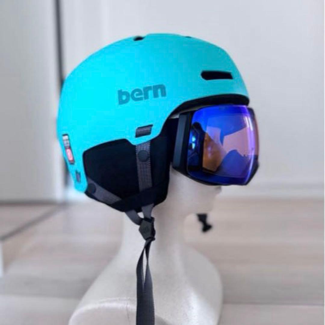 bern ヘルメット ターコイズ JAPAN FIT バイザー付き ゴーグルなし