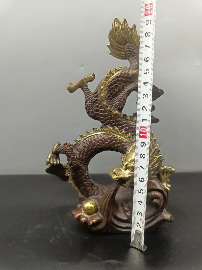 銅 細工 吉祥竜 置物 金龍 開運 風水 招財 装飾品 工芸品