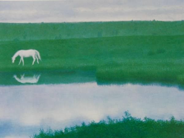 東山魁夷、白夜光、高級額装画、サイン入り、大判、新品額付