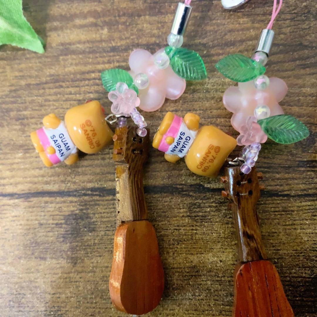 ご当地　日焼けキティ　ギターウクレレ　根付け　ストラップ グアムハワイ　5点