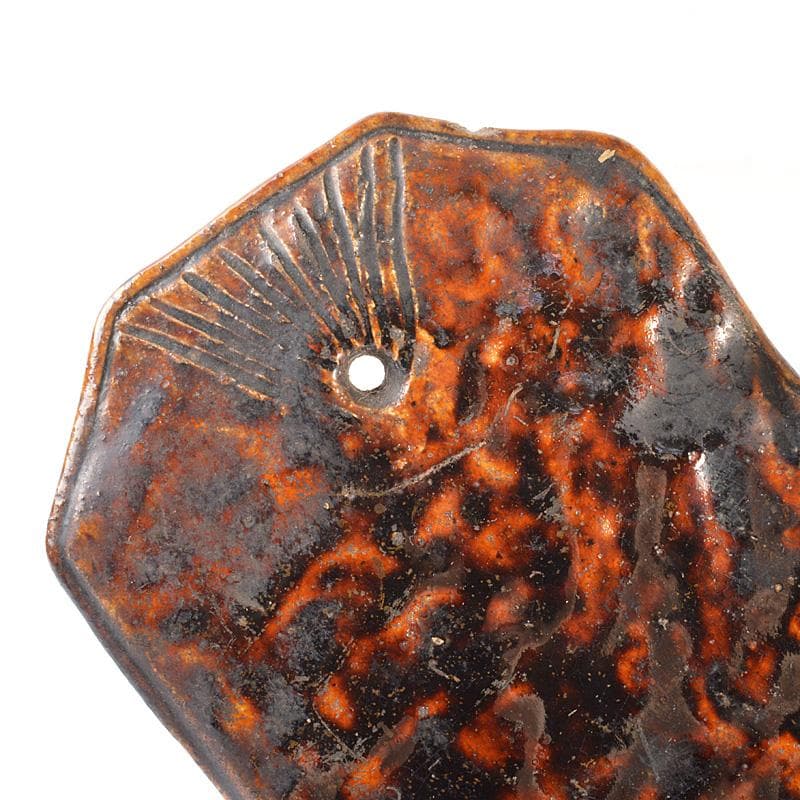 中国　飴釉　扁壷　花器　V　R6385