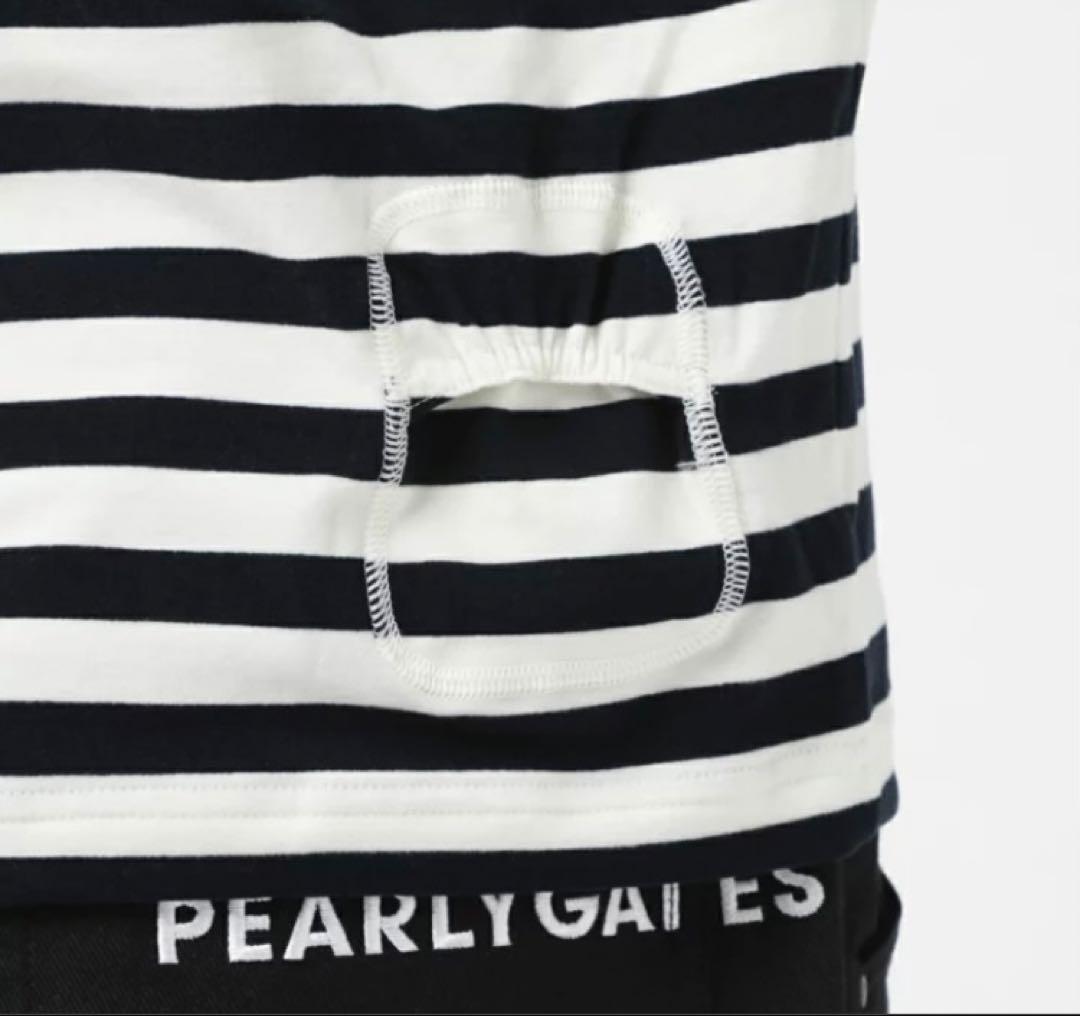 新品 パーリーゲイツ ボーダー プレミアムウォーム 長袖シャツ(5)サイズL/白