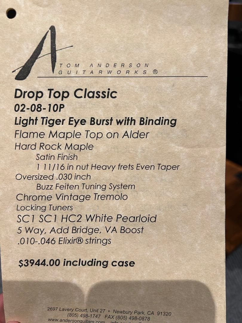 ギター TomAnderson Drop top classic