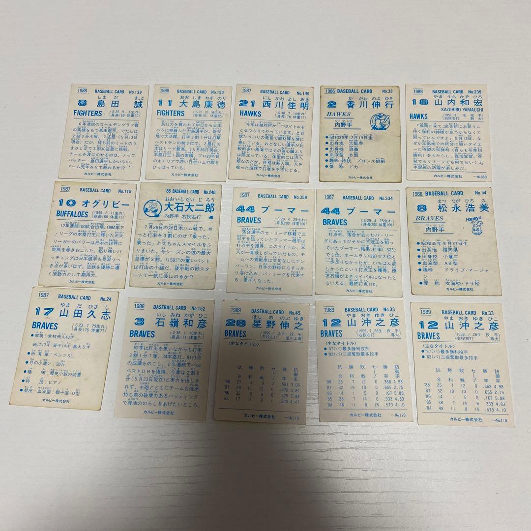 ３月中お値引き　カルビープロ野球カード　レトロ　15枚セット　選択可能　①