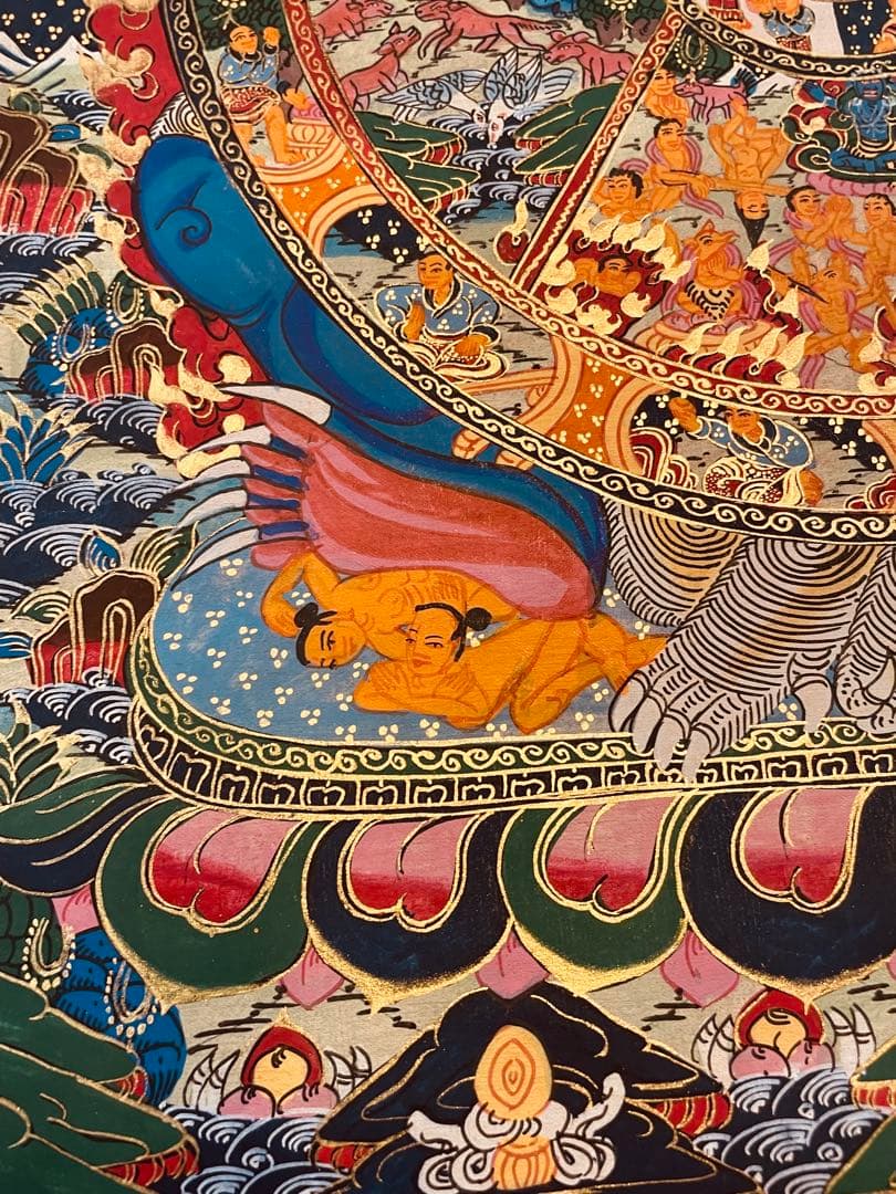 チベット密教 仏教 密教 新品 手描き　肉筆画 タンカ 曼荼羅 六道輪廻図 D1