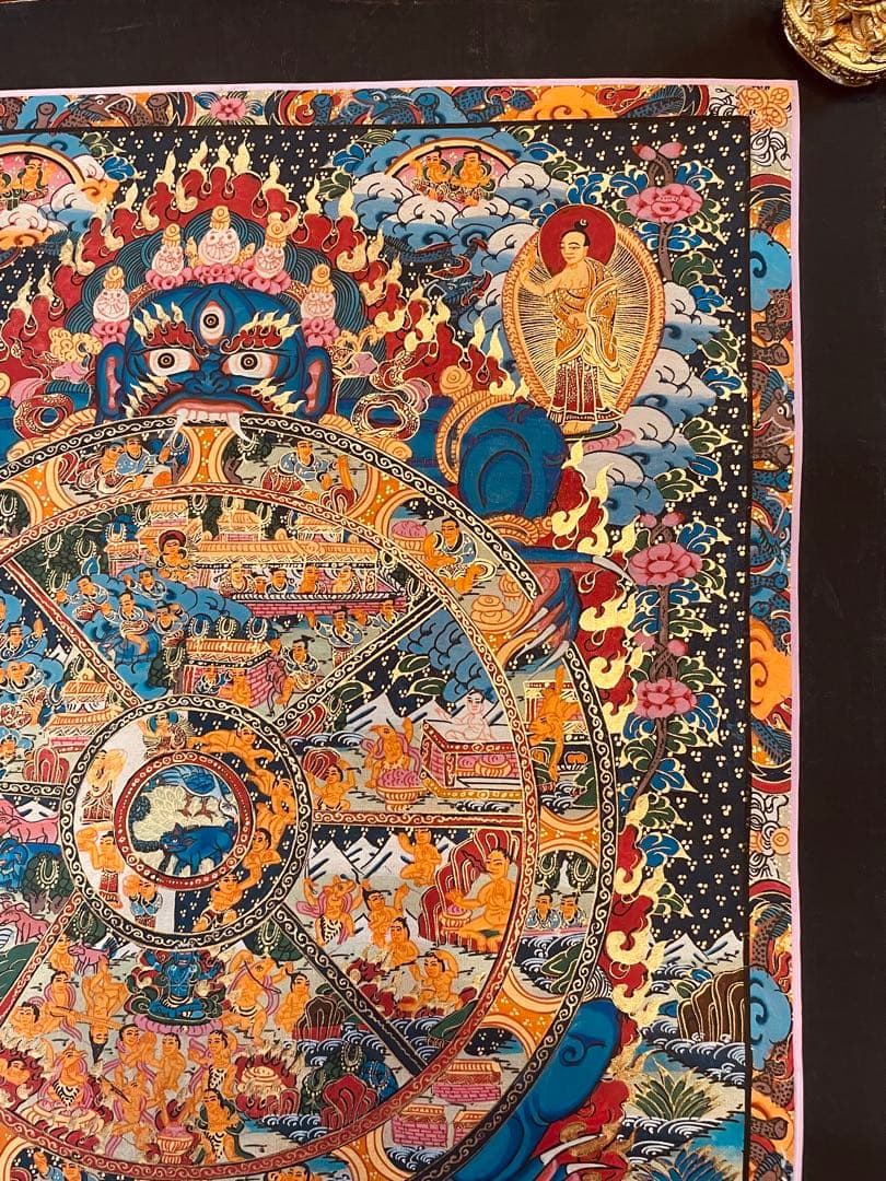 チベット密教 仏教 密教 新品 手描き　肉筆画 タンカ 曼荼羅 六道輪廻図 D1