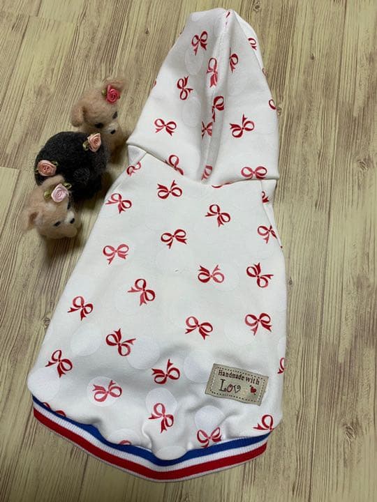 犬服  ラグランフード付き(M)   ꒡̈⃝Lily꒡̈⃝ハンドメイド  再出品