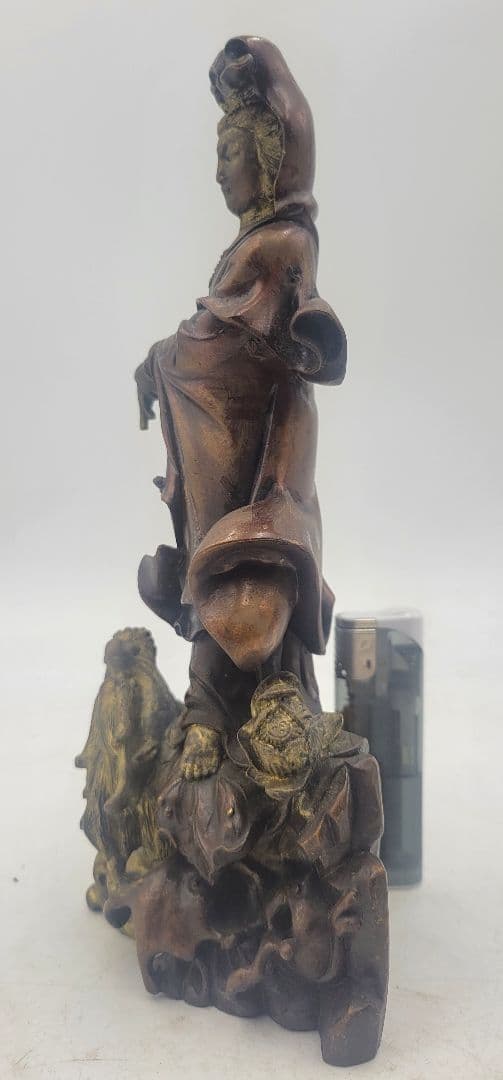 銅製　龍頭観音　仏像　観音像　金属工芸