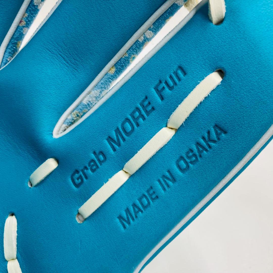 ディークエスト　オリジナルオーダーグラブ　軟式用　内野手用　ちらし水色カラー