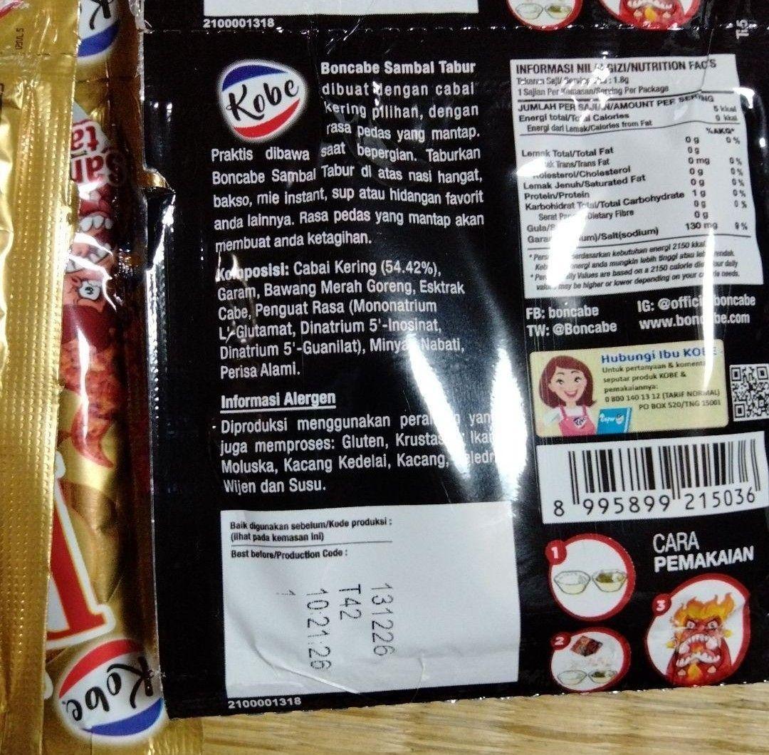 インドネシア BON チリ激辛唐辛子フレークレベル 30&50(15袋x30)