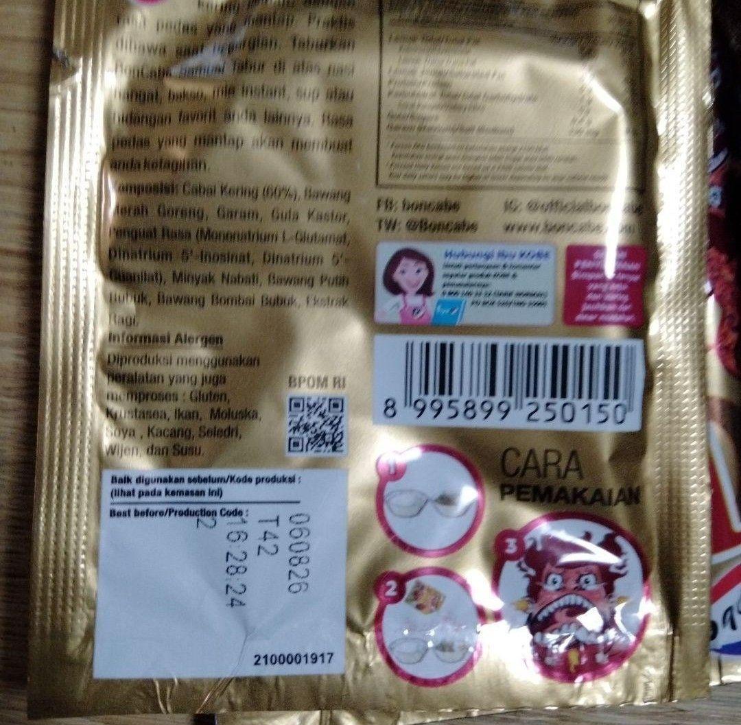 インドネシア BON チリ激辛唐辛子フレークレベル 30&50(15袋x30)