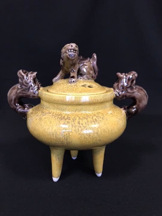 人間国宝 3代目 徳田八十吉(正彦銘)  彩釉香炉13.5㎝ 管理T25