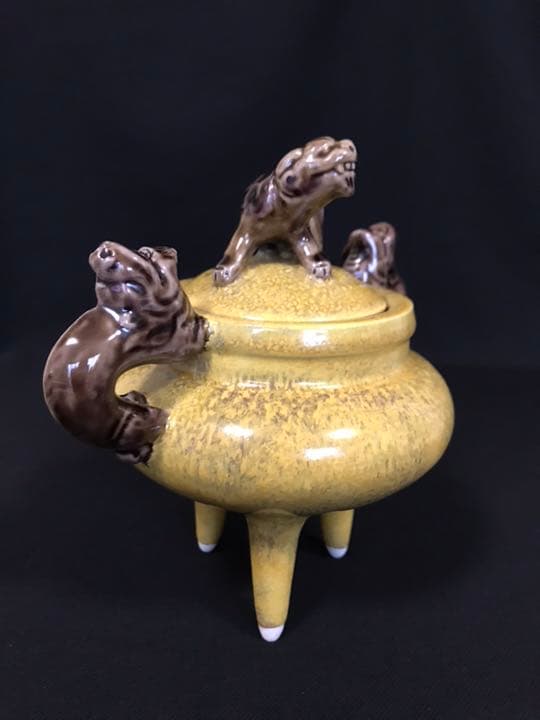 人間国宝 3代目 徳田八十吉(正彦銘)  彩釉香炉13.5㎝ 管理T25