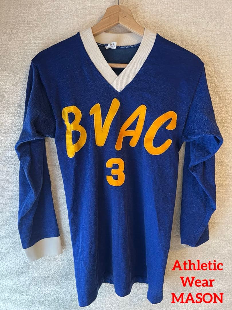 60's？Athletic Wear MASONフットボール Vネックシャツ
