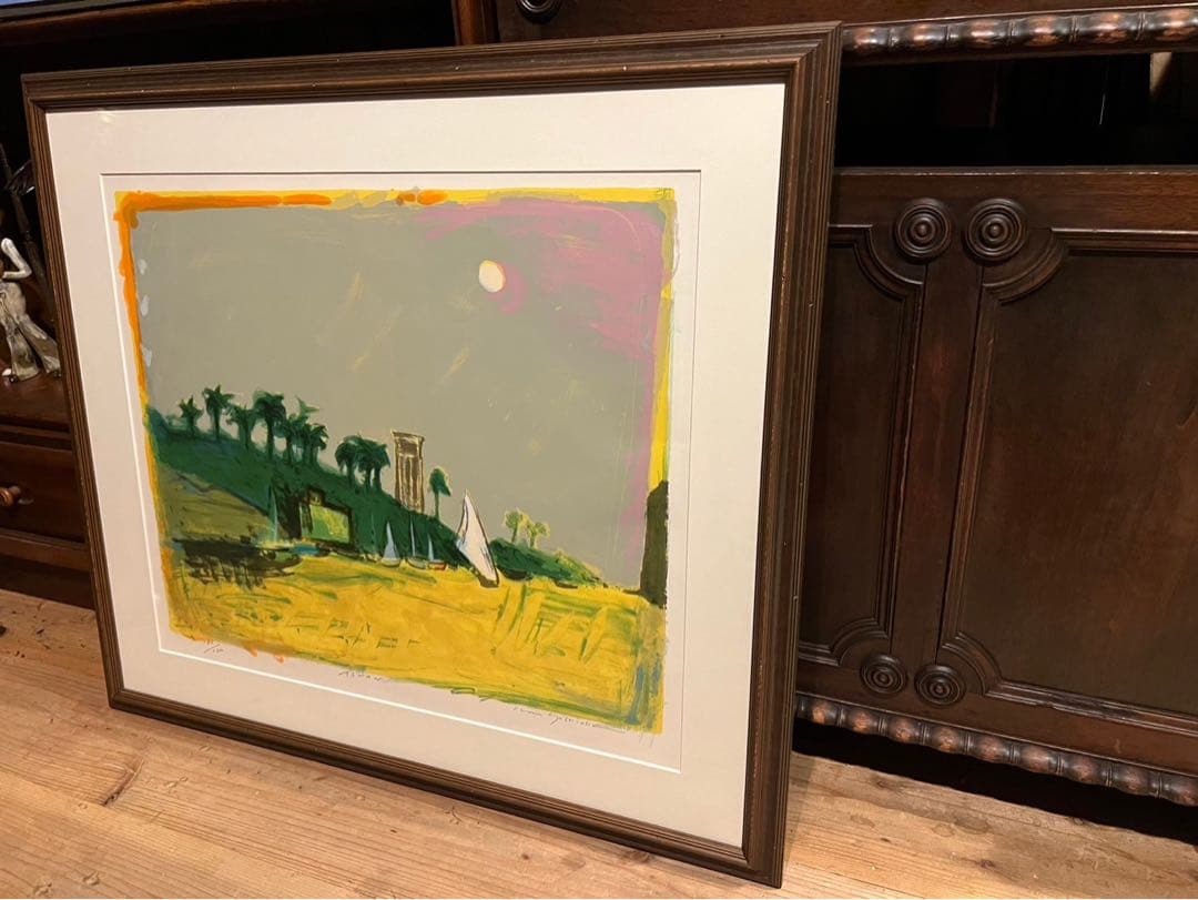 まおぽん＊吉岡耕二 aswan リトグラフ 絵画 額縁 アート