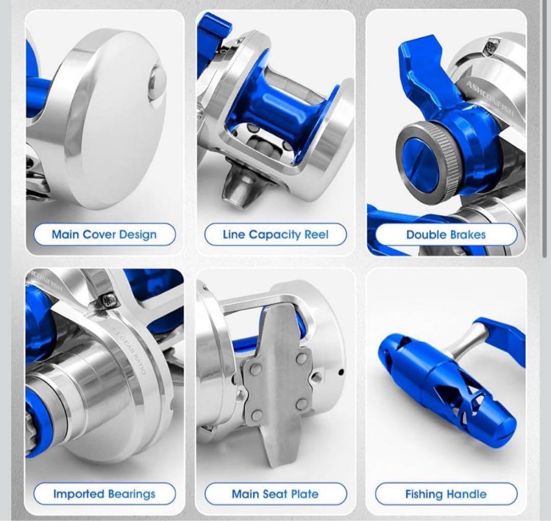 ASHCONFISH 両軸 ジギングリール 最大ドラグ力25KG JN08L左手