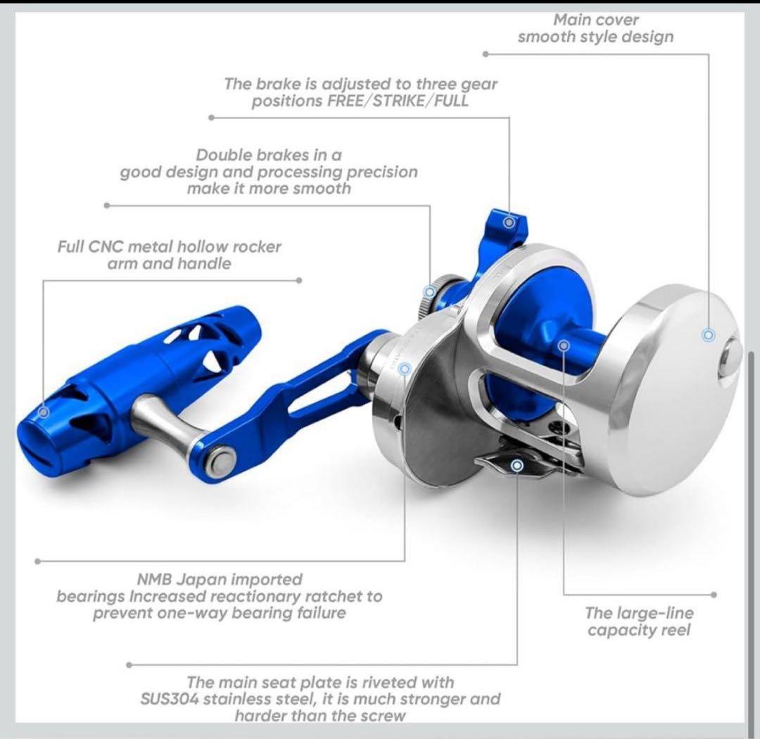 ASHCONFISH 両軸 ジギングリール 最大ドラグ力25KG JN08L左手