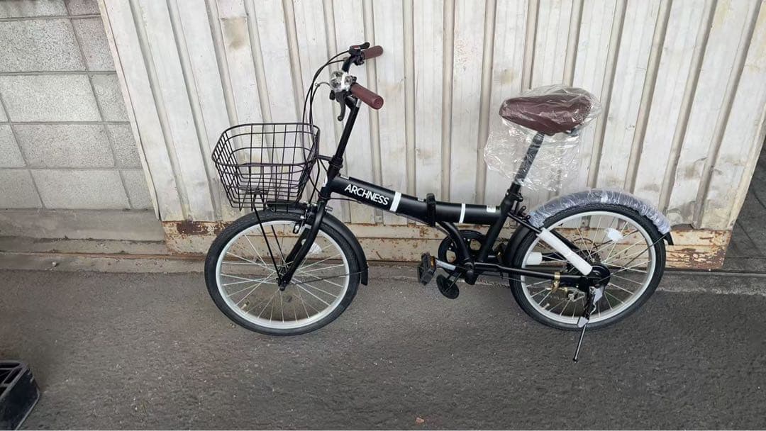 折りたたみ 自転車 20インチ シマノ 6段変速　カゴ鍵