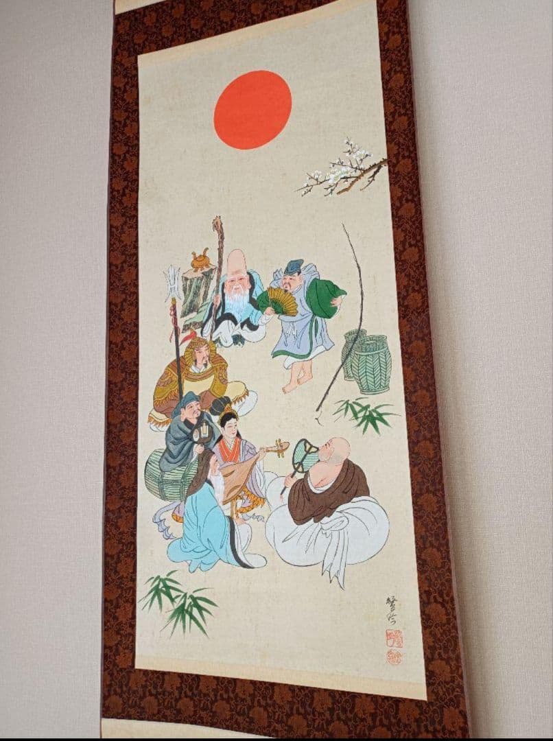 開運!【七福神 宴】掛軸 縁起物 おもてなし 絵 金運 商売繁盛 インテリア