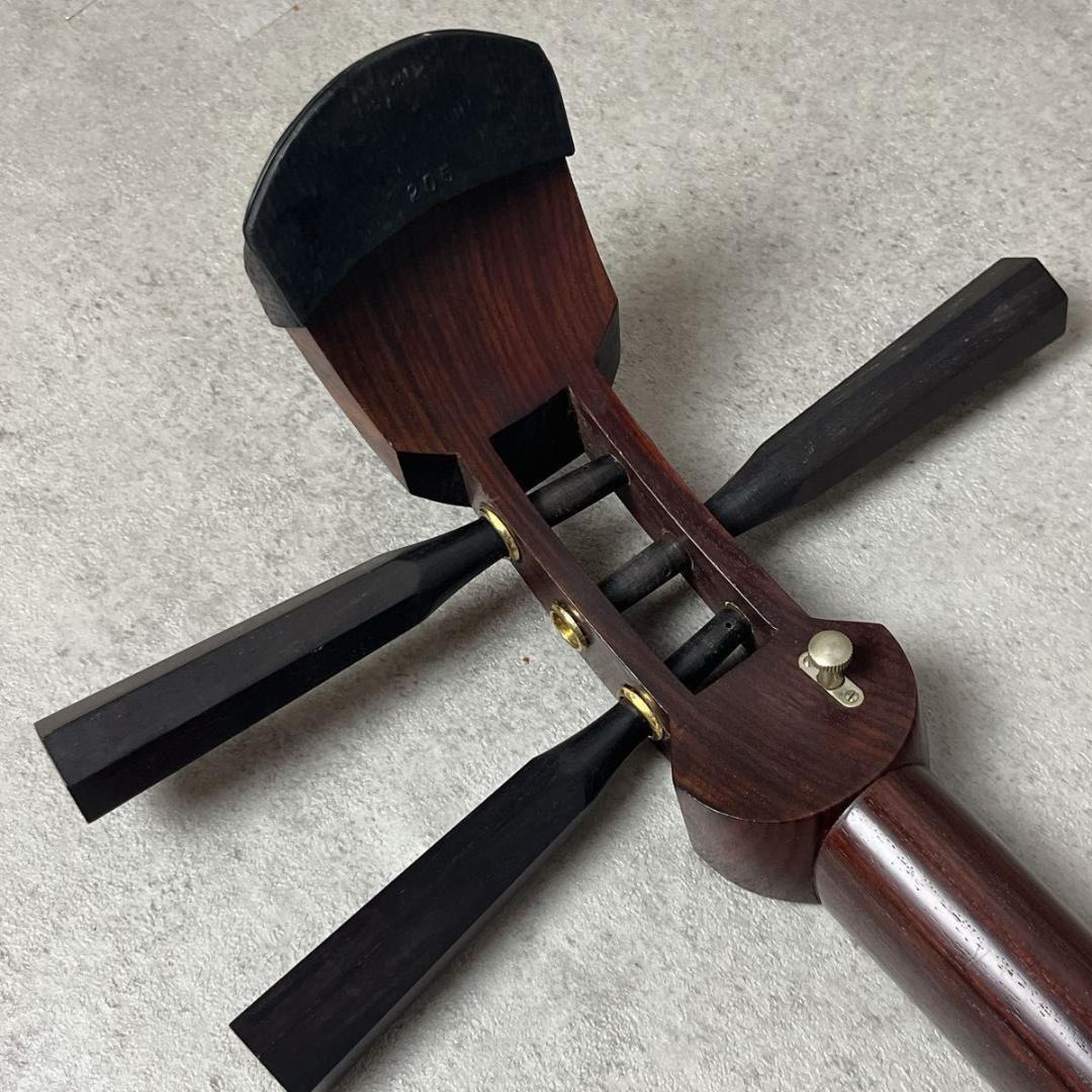 三味線 正寸 中棹 東さわり 1枚溝 丸打ち胴 紅木 紫檀 和楽器 撥 ケース