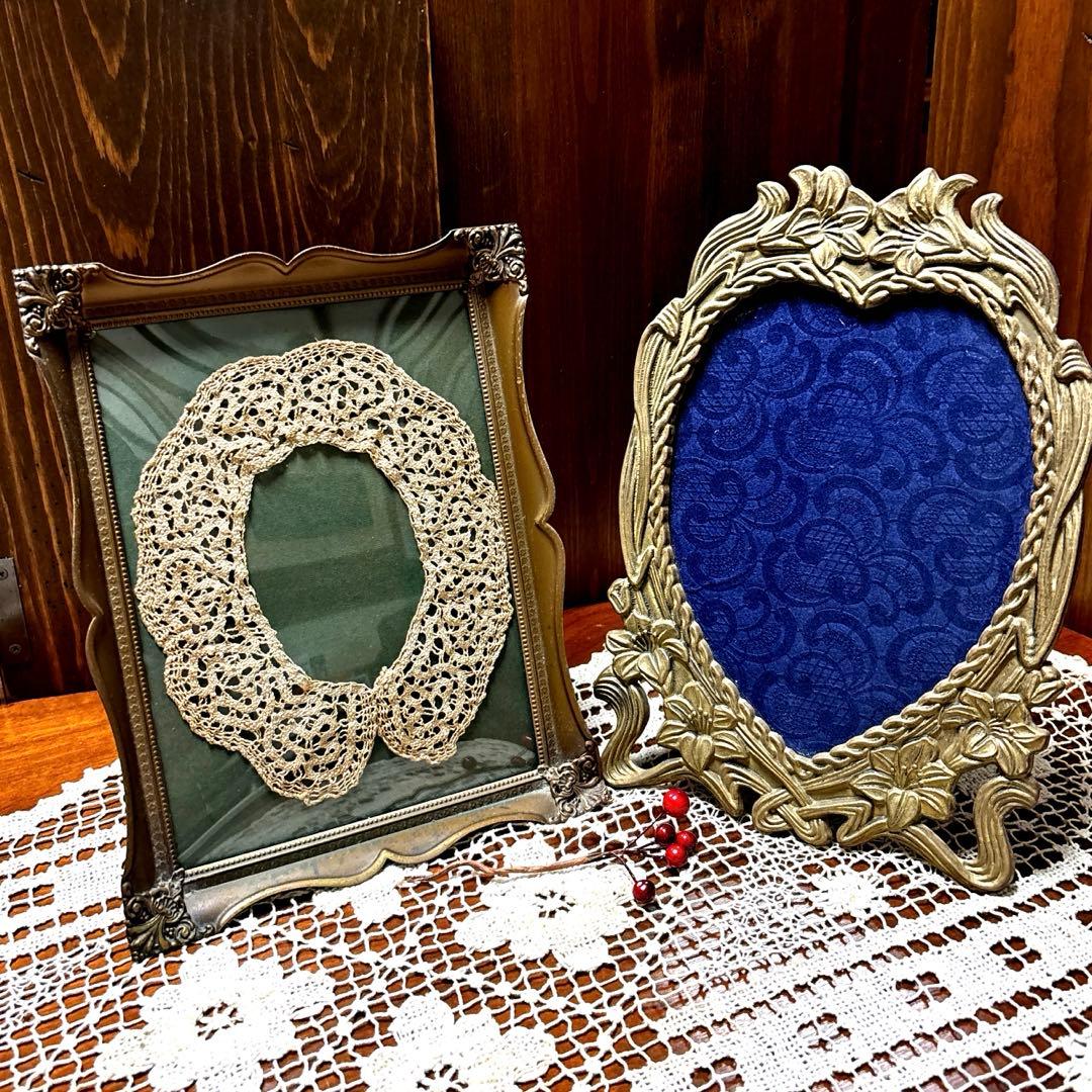 デンマークアンティーク　フォトスタンド　写真立て ＆アンティークレース