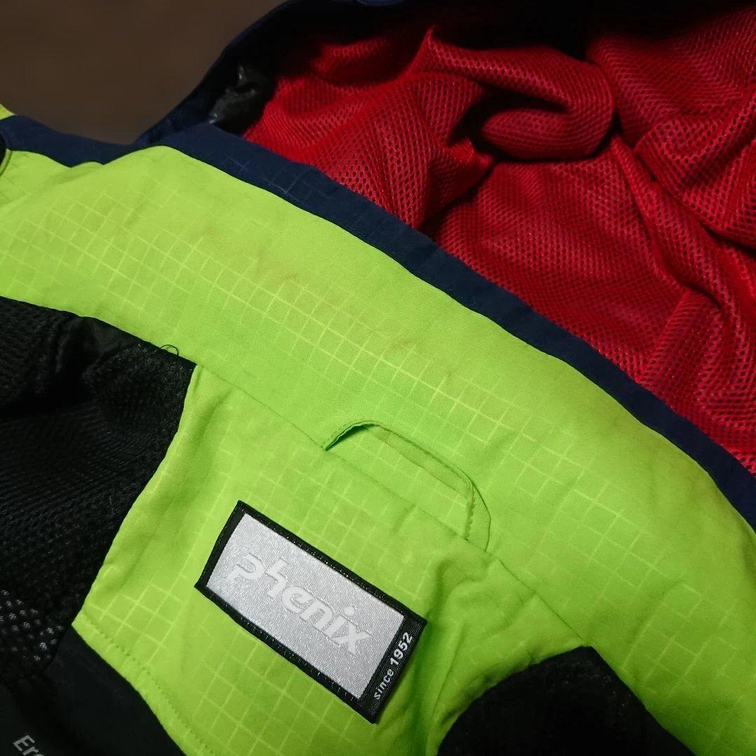 送料無料【Phenix】ネイビー格子柄スキーウェア上下セット 上S下M