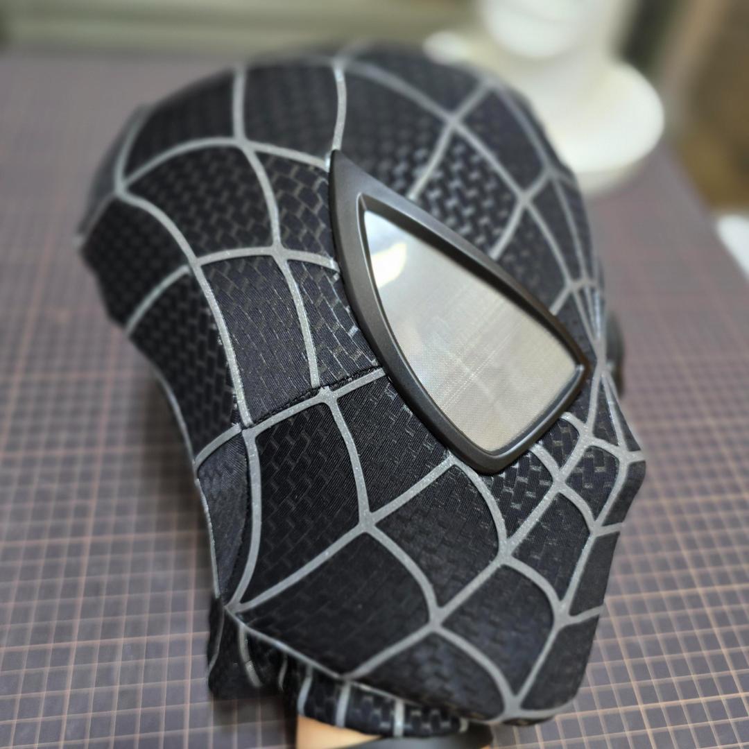 スパイダーマン　マスク　コスプレ　1/1サイズ　 3D シェルマスク　black
