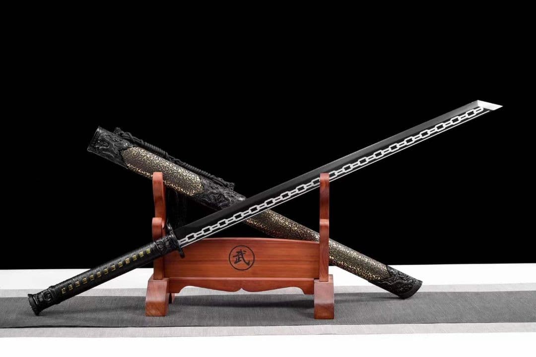 【黒金古刀―豪龍破軍】古兵器 武具　刀装具　日本刀　模造刀 居合刀 長尺