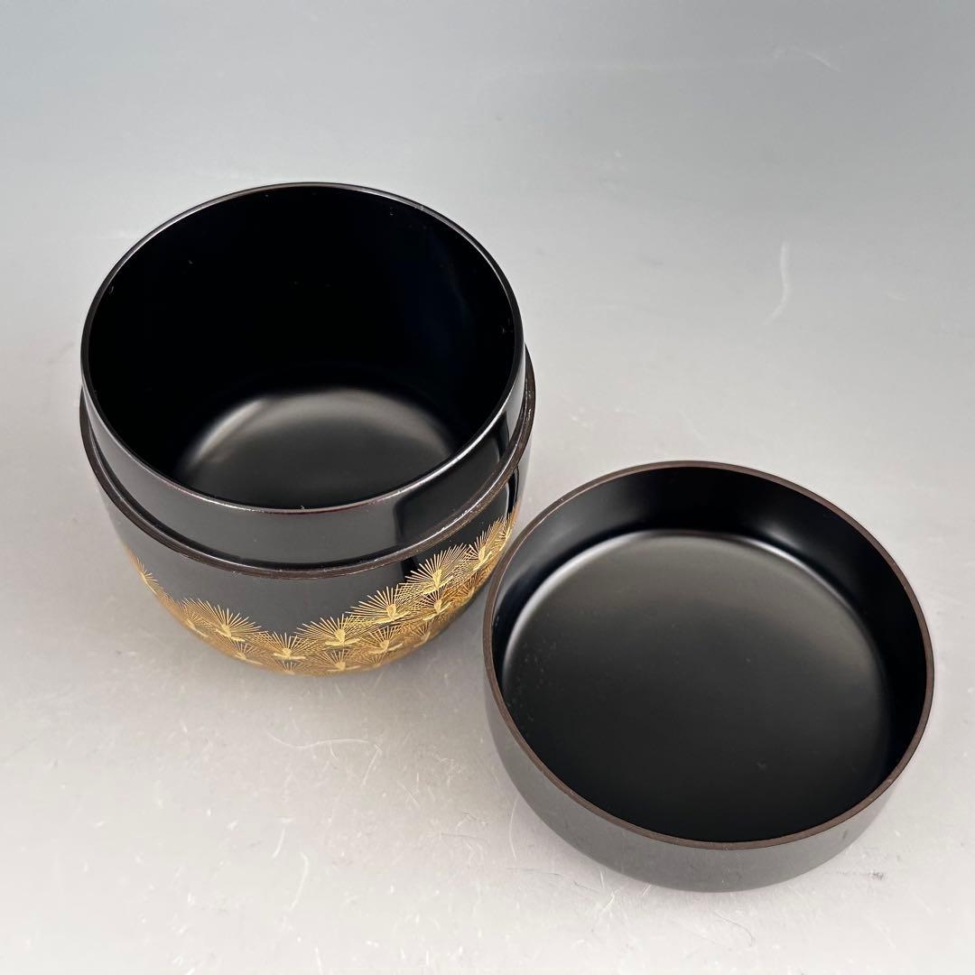 茶道具　輪島塗　沈金　松　中棗　谷内和子　共箱　石川県　漆芸　茶会　薄茶器　稽古