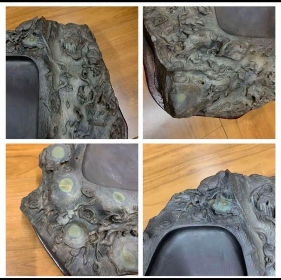 中国・書道具/名石 清時代文房四宝端渓硯/魚脳凍・天青色、赤紫色咽脂暈Y106