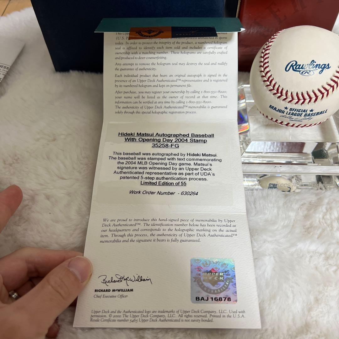 MLB 開幕戦 ヤンキース松井秀喜選手直筆サインボール 保証書付き