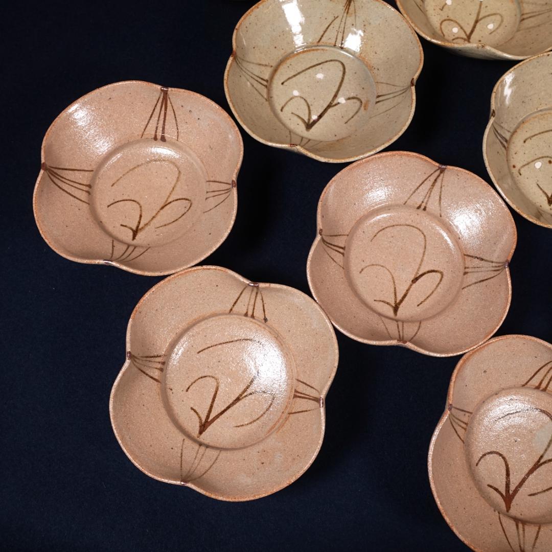 13代 中里太郎右衛門窯 絵唐津 平向付 10客 共箱