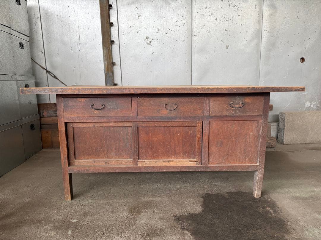 n*9様 【O-1831】作業台 ワークテーブル 机 昭和レトロ アンティーク