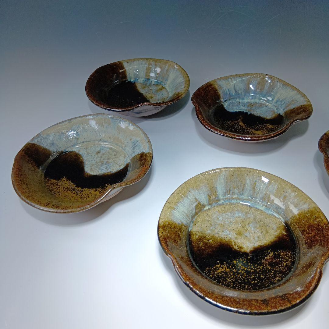 最後値下げ唐津焼　西岡小十作　朝鮮唐津向付5客　 共箱　未使用品　美品