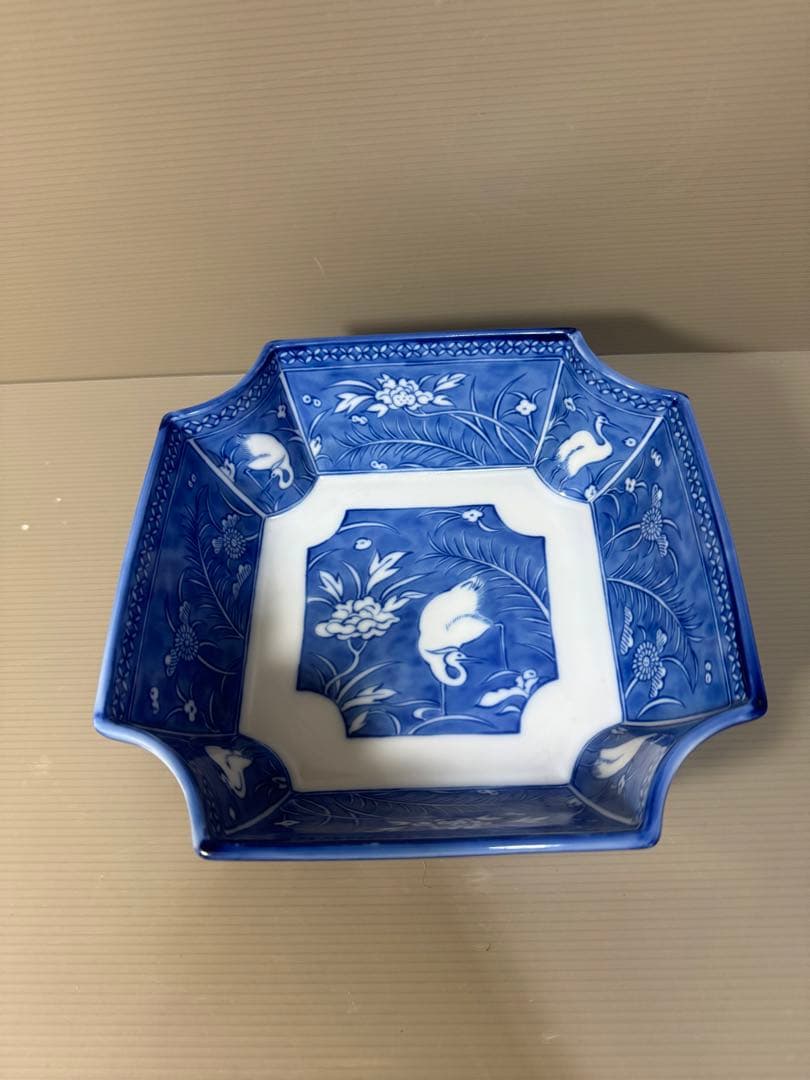 2273 深川製磁 オールド　白鷺 変形 深鉢　未使用