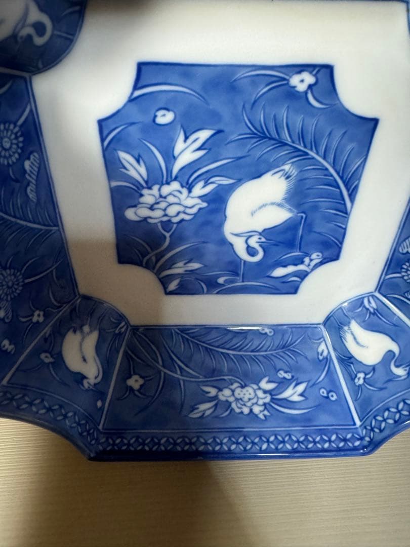 2273 深川製磁 オールド　白鷺 変形 深鉢　未使用