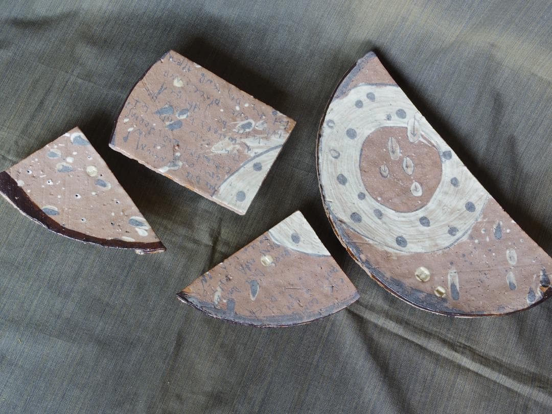 超希少作★アロンサイス★足付組超大皿（４５ｃｍ）★共布・栞