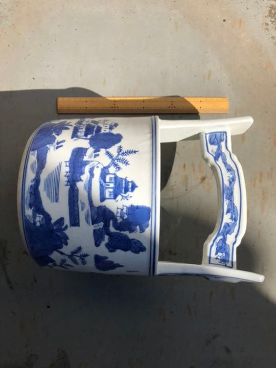 骨董　アンティーク　染付　花瓶　ガーデニング