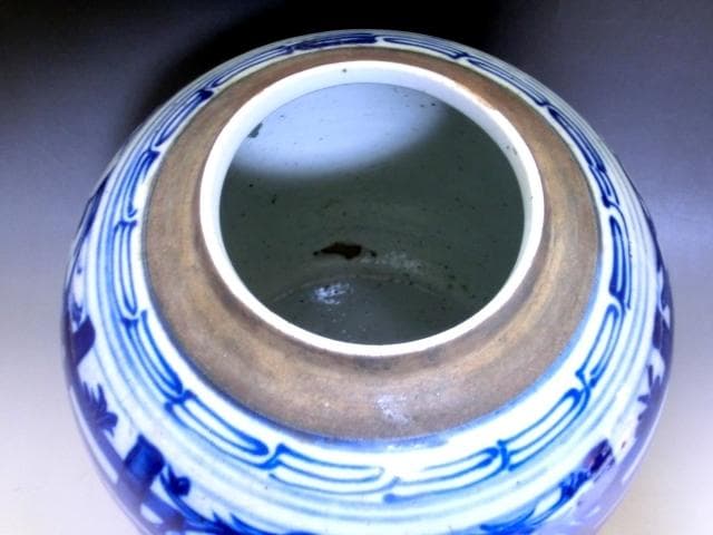 壷■染付花唐草丸花瓶 古い花器 古玩 唐物 中国 置物 古美術 時代物 骨董品■