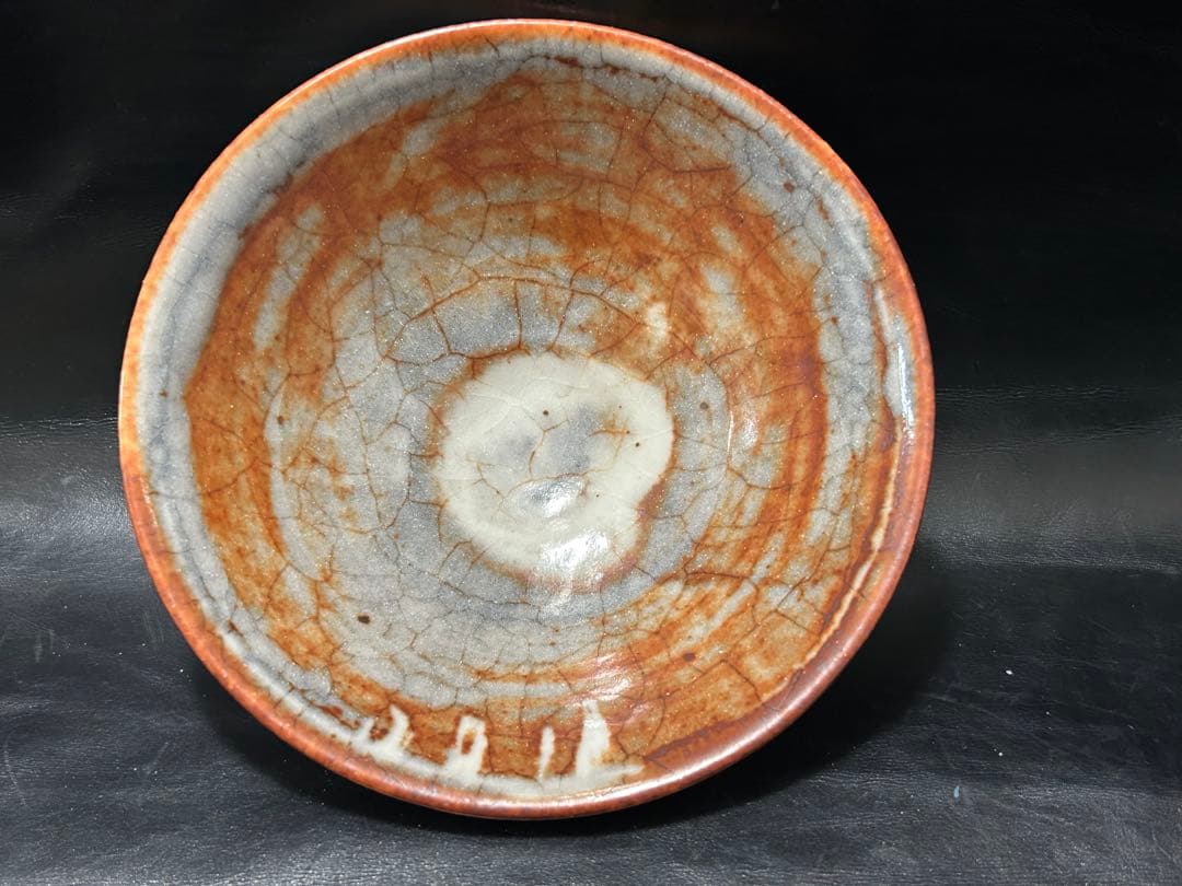 究極の古美術◾️蔵から美しい幻想的な夕陽の陰陽の富士山の抹茶茶碗が出てか来ました。