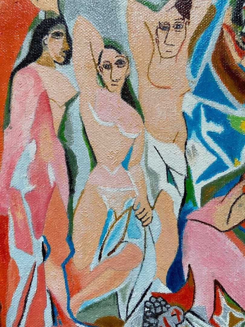 ピカソ　肉筆手描きの油絵模写画　アビニョンの娘たち