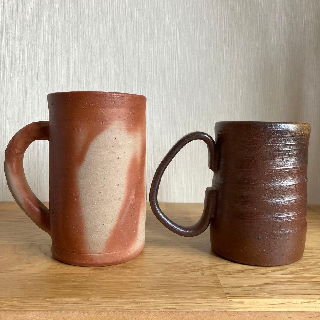 備前焼　ビアマグ　マグカップ大　2点セット