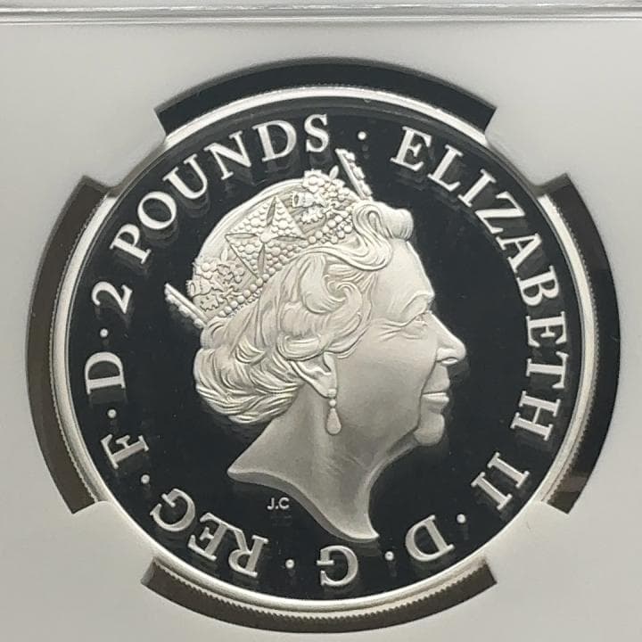 2016年 イギリス ブリタニア ライオン 2ポンド 銀貨 PF70 UC