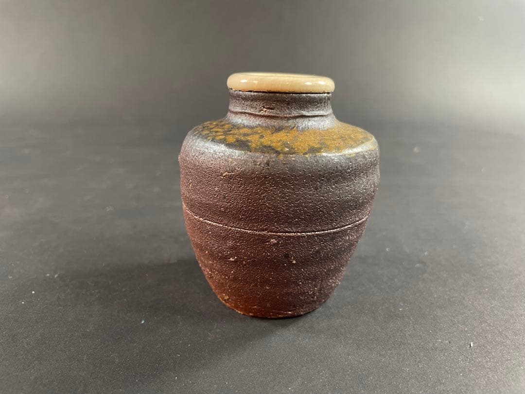 15 最終値下げ　原田陶月 備前 共箱 共布 茶入 仕服