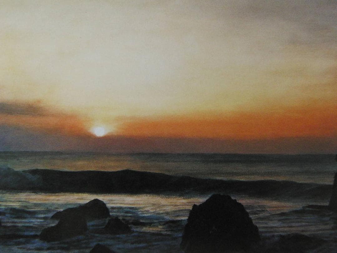 冨安昌也、【東海旭は照る】、希少な額装用画集より、新品額装付