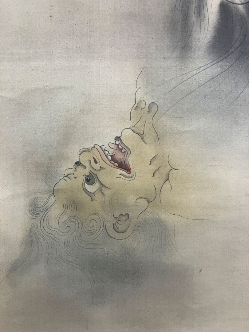 山田白龍【鐘馗】絹本　掛軸